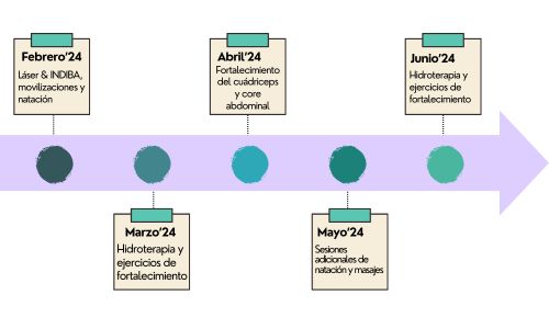 Línea de tiempo de los tratamientos realizados en el plan de rehabilitación de Chimay en CRAR